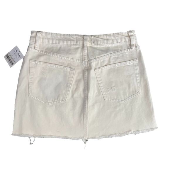 Free People Womens Cream Denim Mid Rise Distressed Mini Jean Skirt 27 NWT - Picture 7 of 8